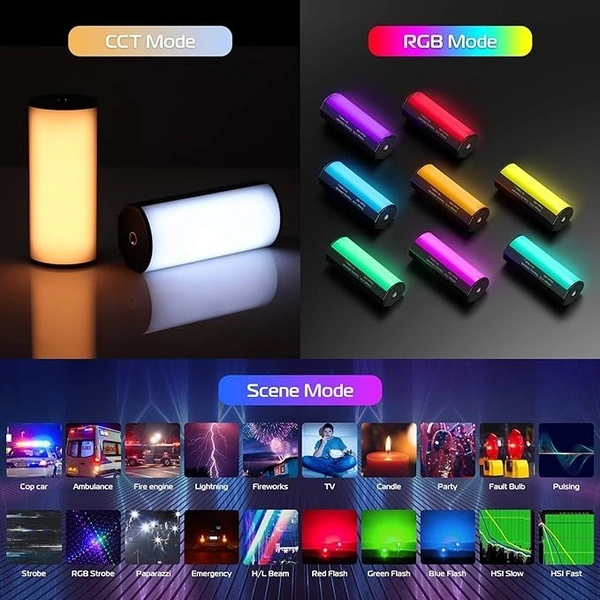 ULANZI Ulanzi Handheld Light Wand, 360° RGB Led Video Light, 2000Mah Rechargeable Mini Light Stick, 2500-9000K Dimmable Camera Light W LCD, Support Magnetic Attraction, Black, (2637-Ca10)