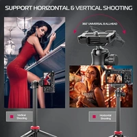 ULANZI MT-44 Extendable Phone Tripod, 44" Selfie Stick Phone Tripod Stand with 2 in 1 Phone Clip, 360° Ball Head Camera Tripod for iPhone Sony Canon GoPro, Lightweight for Travel