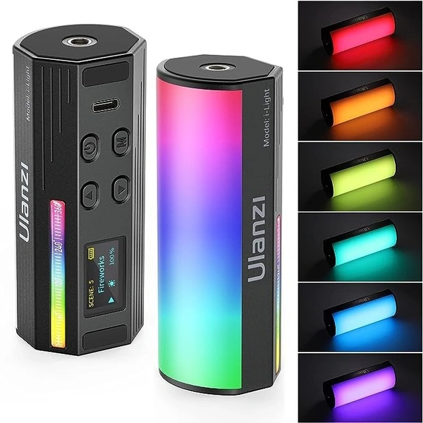 ULANZI Ulanzi Handheld Light Wand, 360° RGB Led Video Light, 2000Mah Rechargeable Mini Light Stick, 2500-9000K Dimmable Camera Light W LCD, Support Magnetic Attraction, Black, (2637-Ca10)