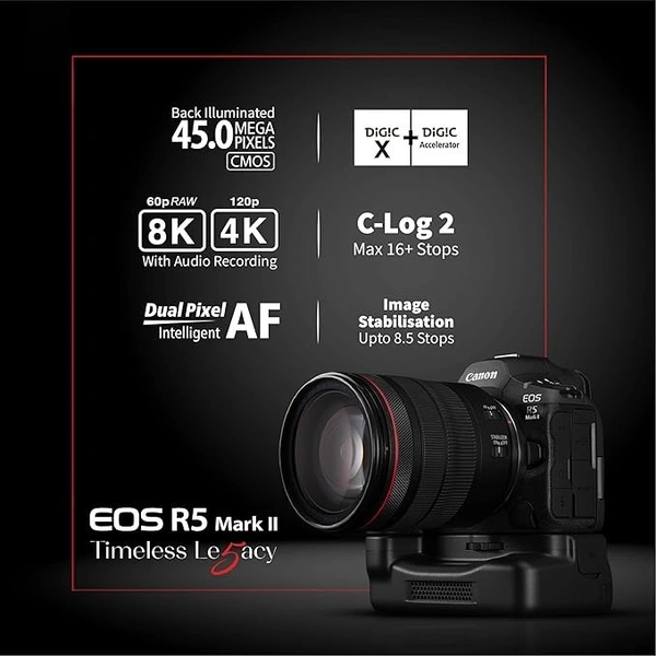 Canon EOS R5 Mark II 45MP Full-Frame Mirrorless Camera Body With 1 TB CARD(8K RAW & 4K 120p Video) - Black