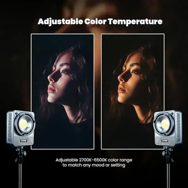 HIFFIN 250W Pro Wonder Series LED Video Light, High CRI 95+, Ultra Bright 18300 lux@1m, Adjustable CCT 2700K-6500K, Continuous Output COB Light with App Control for Photography & Videography