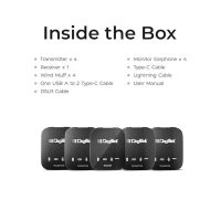 Digitek® (DWM-111 4 Channel Wireless Microphone System, 360° Ultra Voice Capture & 2.4GHz, Plug & Play, 50m Range, Noise Reduction, Use with DSLR, Smartphone & Laptops, for Podcast, Vlog & Videoshoot