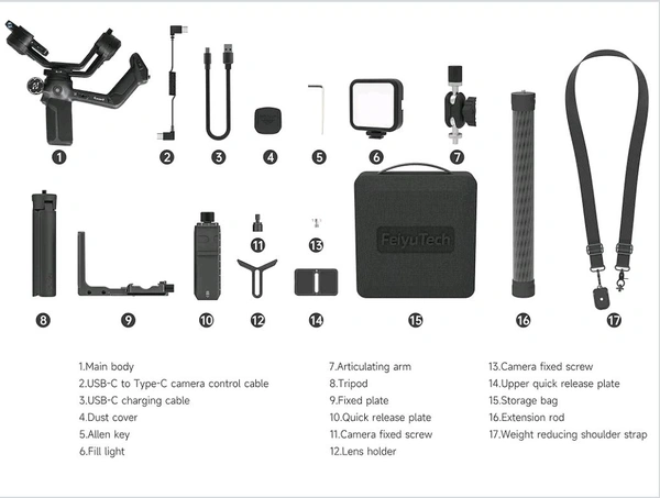 FeiyuTech SCORP 3 KIT Gimbal Stabilizer for DSLR and Mirrorless Camera,Built-in AI Tracking,Detachable Handle,3-Axis Gimbal for Sony/Canon/Nikon/Fujifilm, Max 7.721lbs,Touch Screen with Case