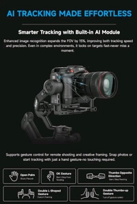 FeiyuTech SCORP 3 Gimbal Stabilizer for Camera, Built-in AI Tracking Sensor & Detachable Remote Control, 3.5KG Payload Camera Stabilizer with Touch Screen, Vertical Shooting