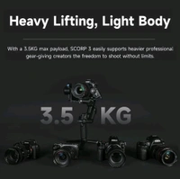 FeiyuTech SCORP 3 Gimbal Stabilizer for Camera, Built-in AI Tracking Sensor & Detachable Remote Control, 3.5KG Payload Camera Stabilizer with Touch Screen, Vertical Shooting