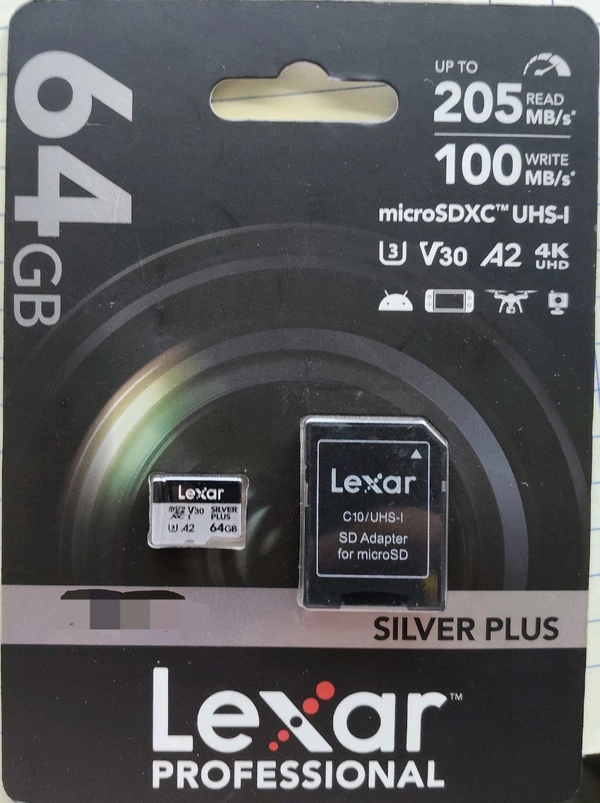 Lexar Professional SILVER PLUS 64GB microSDXCuhs 1 Card V30 Upto 205/100 Mbs