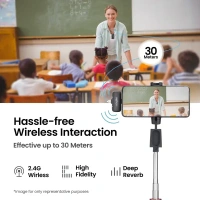 Digitek® (DWM-103 Wireless Microphone System with ANC Noise Reduction & 8Hrs Battery Life, 30m Range, High Fidelity, Dual Connector to Work with Android & iOS Devices for Seamless Audio Recordings