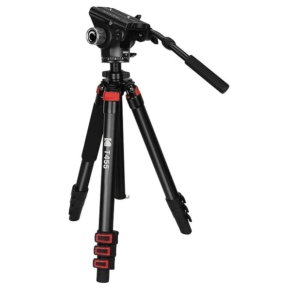 Kodak T455 Pro 34.6 mm Four Section Support Flip Locks Tripod for Video Shooting, Broadcasting and Photography Tripod
