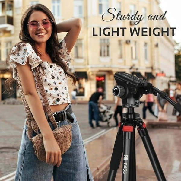 Kodak T455 Pro 34.6 mm Four Section Support Flip Locks Tripod for Video Shooting, Broadcasting and Photography Tripod