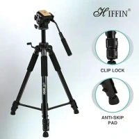 HIFFIN HF-880 (65 Inch) Aluminum Heavy Duty Tripod | with Fluid Bubble Head | Tripod for DSLR & Video Cameras| Maximum Operating Height: 5.45 Feet | Maximum Load Upto: 6 kgs (HF-880)