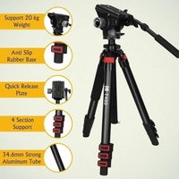 Kodak T455 Pro 34.6 mm Four Section Support Flip Locks Tripod for Video Shooting, Broadcasting and Photography Tripod