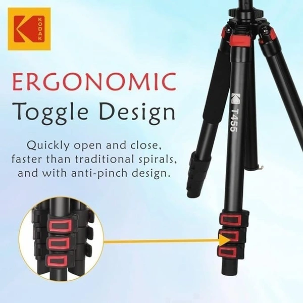 Kodak T455 Pro 34.6 mm Four Section Support Flip Locks Tripod for Video Shooting, Broadcasting and Photography Tripod