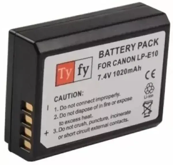Tyfy LPE10 (Canon) Battery (1020mah) Lithium-ion Rechargeable Battery for DSLR Camera, Compatibility - Power EOS 55D, 600D, D650, 700D, EOS KISSX4, EOS Rebel T2i, T3i, T4i & T5i