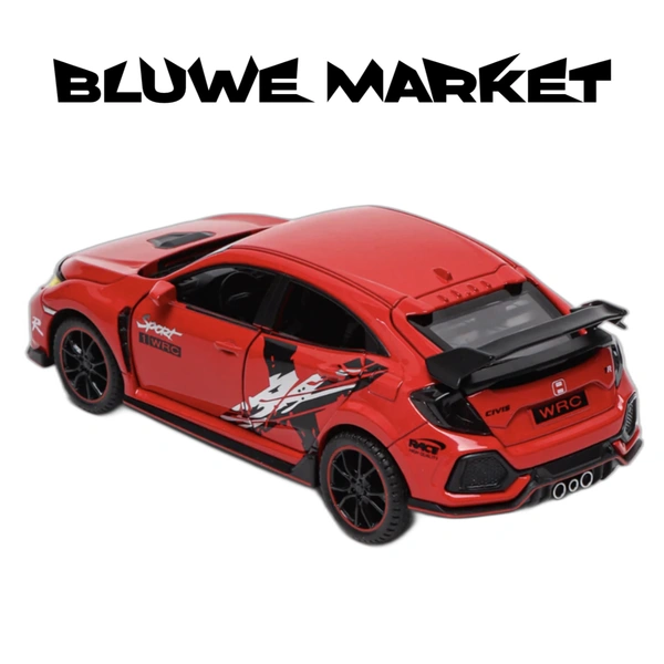 Honda Civic R 1/32 - Diecast Metal Toy Car - Red`