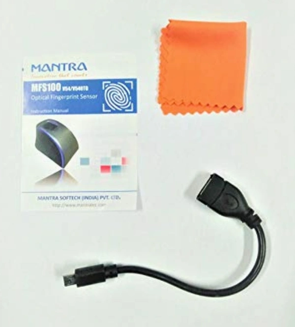 Mantra MFS100 Biometric Fingerprint Scanner (Grey) - Available, 1 year, 1. Mantra MFS Scanner    2. 0TG extension Cable  3. Cleaning Cloth   4. Manual, All India, 7 to 10 Days