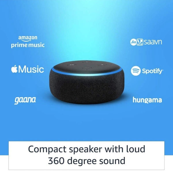 Alexa Echo Dot (3rd Gen) - #1 smart speaker brand in India with Alexa (Black) - Available, Black, All India, 7 Days, 7 to 12 Days for All India delivery