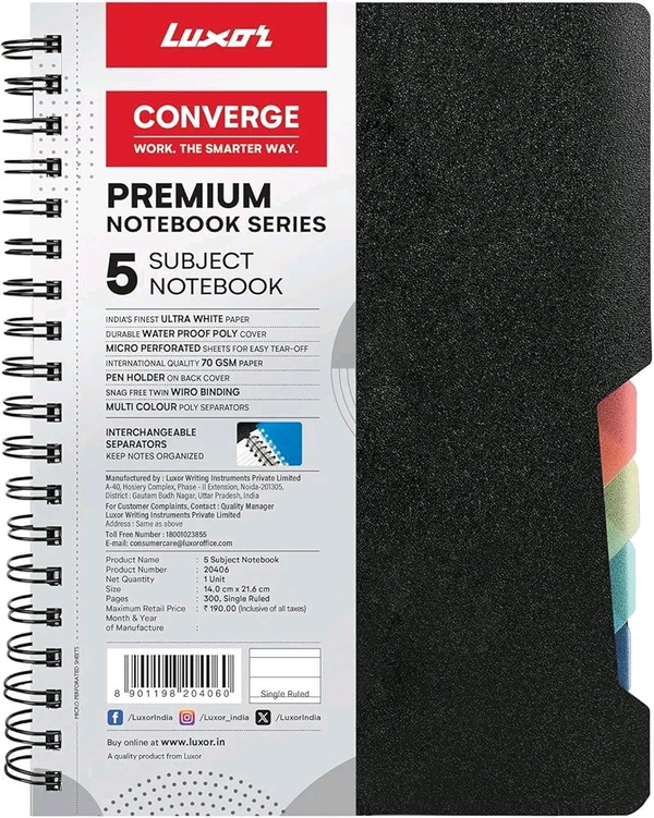 Luxor 5 Subject Notebook