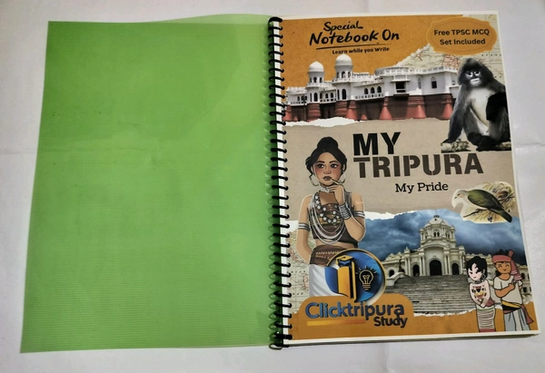 Notebook (Theme My Tripura,My Pride), Spiral Binding,A4 Size, 200 Pages, Special MCQ Question Set And OMR Sheet Included  - 1, A4 SIZE