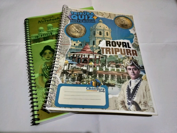Set Of 2 Notebook (With Special Theme Of Royal Tripura & My Tripura MY Pride), Spiral Binding,A4 Size, 200 Pages, Free Question Sets With OMR Sheet, Get A Chance To Win Prize & Certificates  - 2, A4 Size