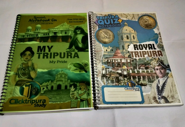 Set Of 2 Notebook (With Special Theme Of Royal Tripura & My Tripura MY Pride), Spiral Binding,A4 Size, 200 Pages, Free Question Sets With OMR Sheet, Get A Chance To Win Prize & Certificates  - 2, A4 Size
