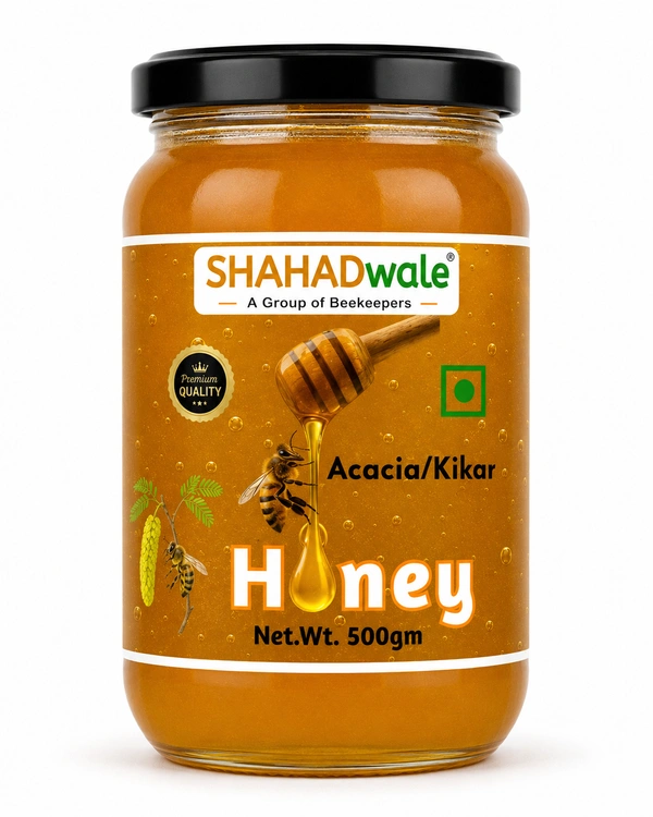 SHAHADWALE Acacia Honey | Kikar Honey | Babool Flora Honey - 500Gm, Natural Honey