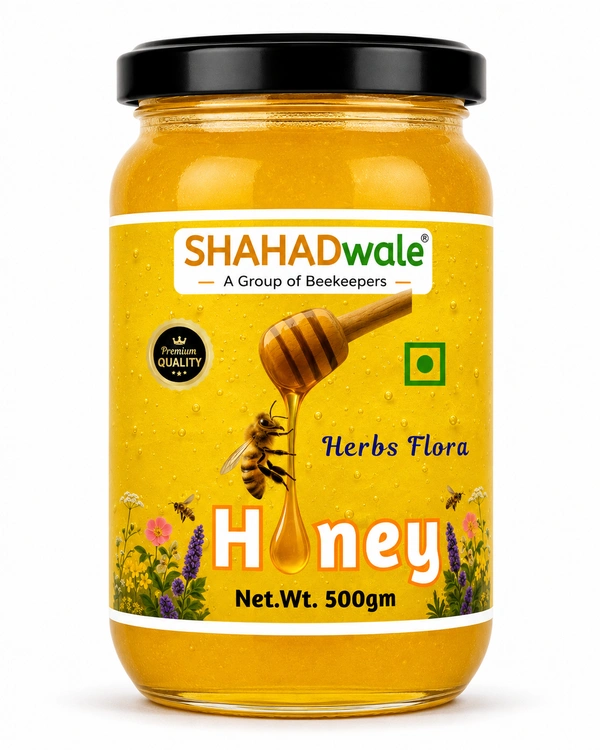 SHAHADWALE Herbs Honey |Herbs Flora Honey| Herbal plants Flowers Honey | Himalayan Honey - 500 Gm, Premium Quality