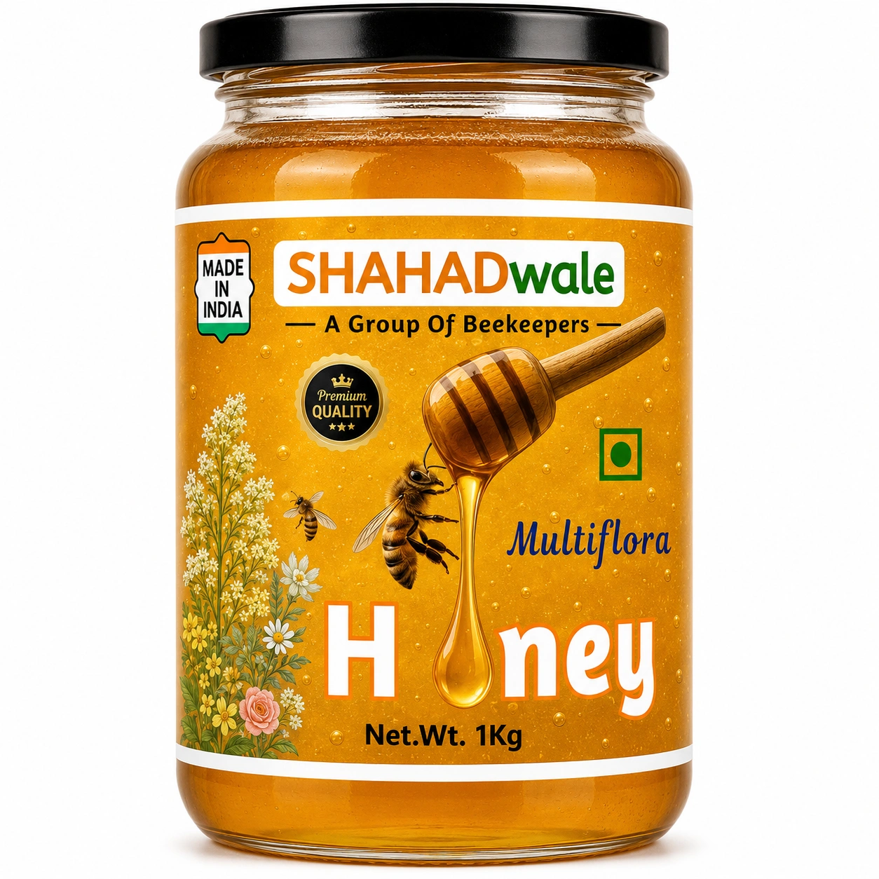 SHAHADWALE Multiflora Honey 1kg – Pure Natural Honey from Shivalik