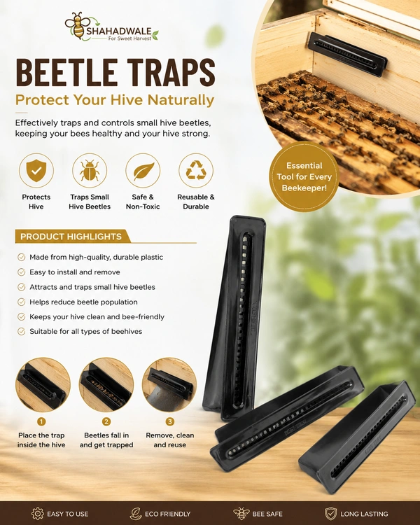 SHAHADWALE Premium Beetle Trap for Beehives – Reusable Small Hive Beetle Trap