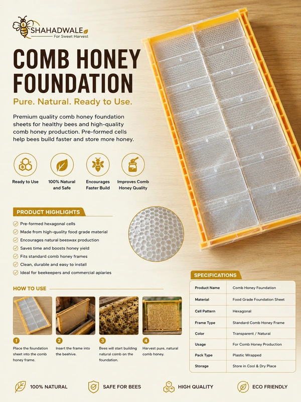 SHAHADWALE Premium Comb Honey Foundation – Food Grade Plastic Tray for Beekeeping