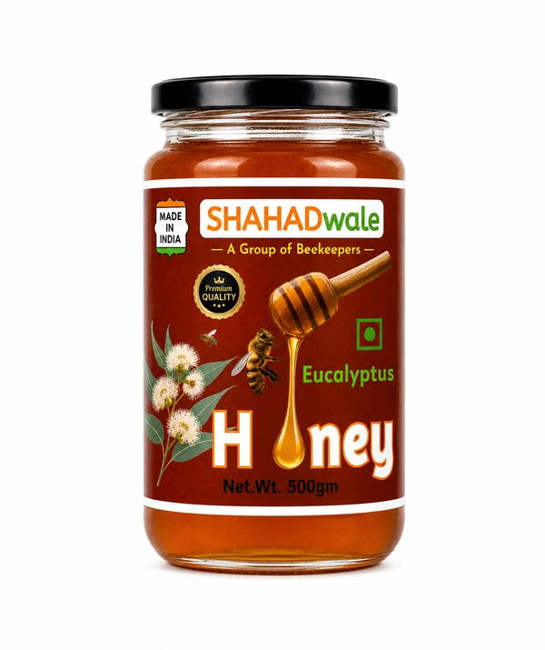 SHAHADWALE Eucalyptus Honey | Safeda Honey | Neelgiri Flora Honey | SHAHADWALE Honey - 500 Gm, Natural Honey