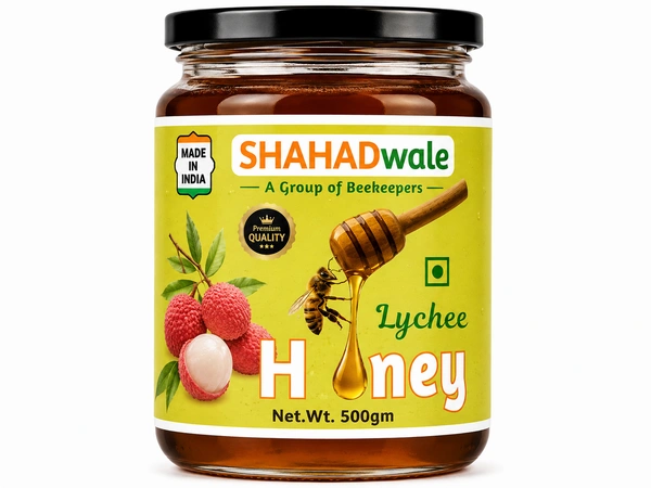 SHAHADWALE Lychee Honey | Litchi Honey | Lichi Flora Honey - 500 Gm, Premium Quality