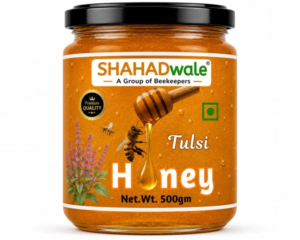 SHAHADWALE Tulsi Honey – Raw Holy Basil Honey by SHAHADWALE | Natural Immunity Booster - 500gm
