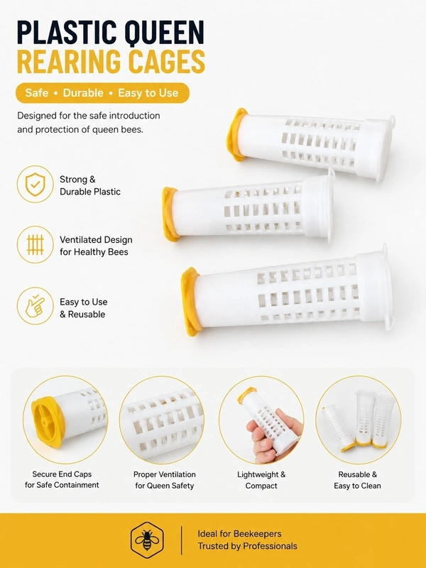 SHAHADWALE Plastic Queen Cage for Beekeeping | Queen Bee Introduction & Protection Cage