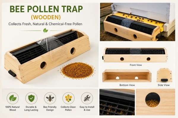 Shahadwale Bee Pollen Trap (Wooden) – Entrance Mounted Pollen Collector for Beehives