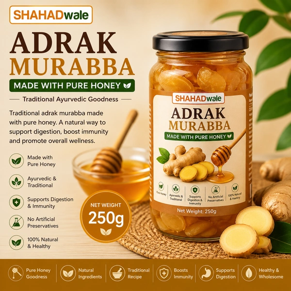 Shahadwale Adrak Murabba in Pure Honey | Traditional Ayurvedic Ginger Preserve - 250gm