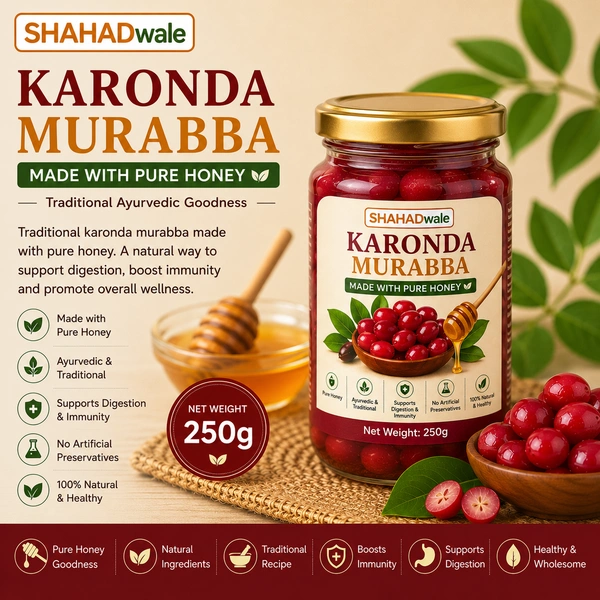 Shahadwale Karonda Murabba in Pure Honey – | Traditional Ayurvedic Preserve - 250 gm