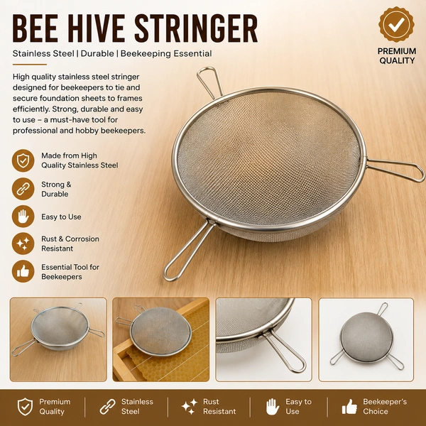 Shahadwale Stainless Steel Honey Strainer – Double Mesh Honey Filter for Beekeeping