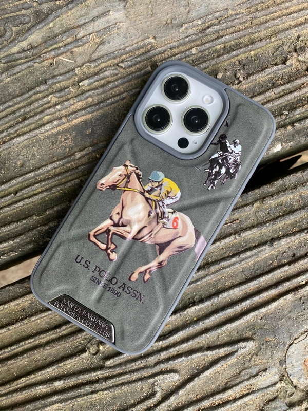 Generic  Santa Barbara U.S. Polo Assn. Horse Racing Design Phone Cover - Grey  - i Phone 14 Pro Max, Gray