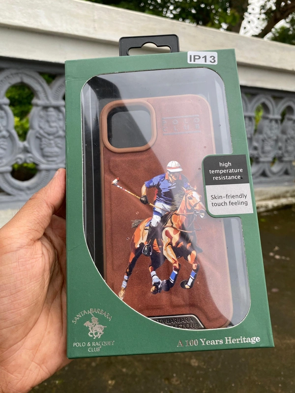 Generic  Santa Barbara U.S. Polo Assn. Horse Racing Design Phone Cover - brown  - i Phone 15 Plus, Brown