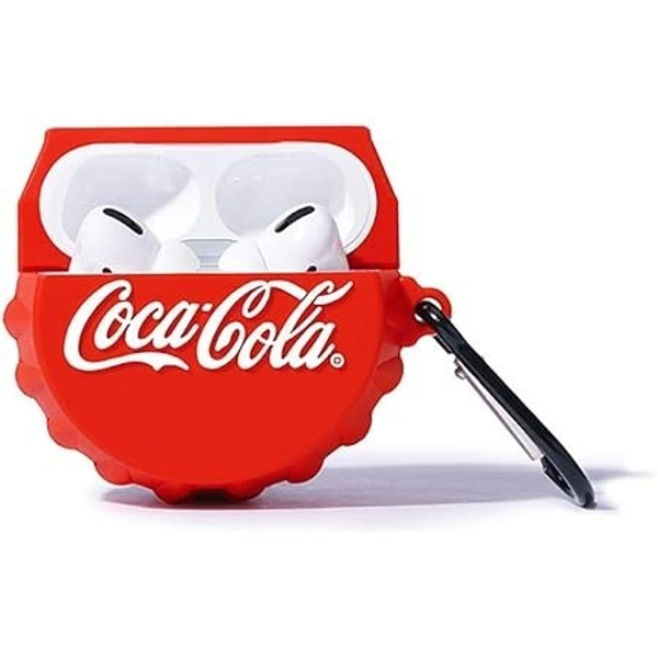 Generic  AirPods PRO 2ND Gen Silicone 3D Design Case Cover with Anti-Lost Metal Keyring Compatible for Apple AirPods PRO 2 Gen , Cartoon CASE Cover - Coca cola