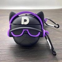 Generic  AirPods PRO 2ND Gen Silicone 3D Design Case Cover with Anti-Lost Metal Keyring Compatible for Apple AirPods PRO 2 Gen , Cartoon CASE Cover - Purple Cat