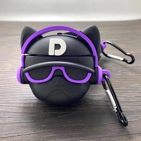 Generic  AirPods PRO 2ND Gen Silicone 3D Design Case Cover with Anti-Lost Metal Keyring Compatible for Apple AirPods PRO 2 Gen , Cartoon CASE Cover - Purple Cat
