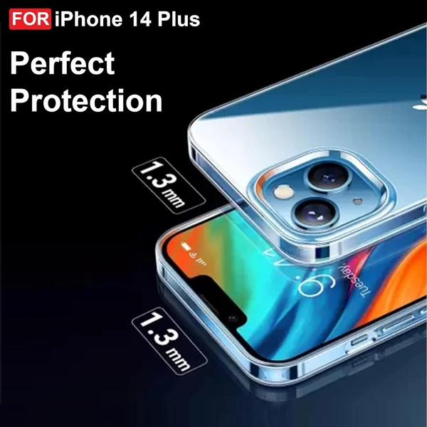 Generic  Clear Transparent Shockproof Scratch Resistant Protective Phone Soft Silicone Slim Cover for iPhone  11 To 16 Series(Transparent) - i phone 14 Plus