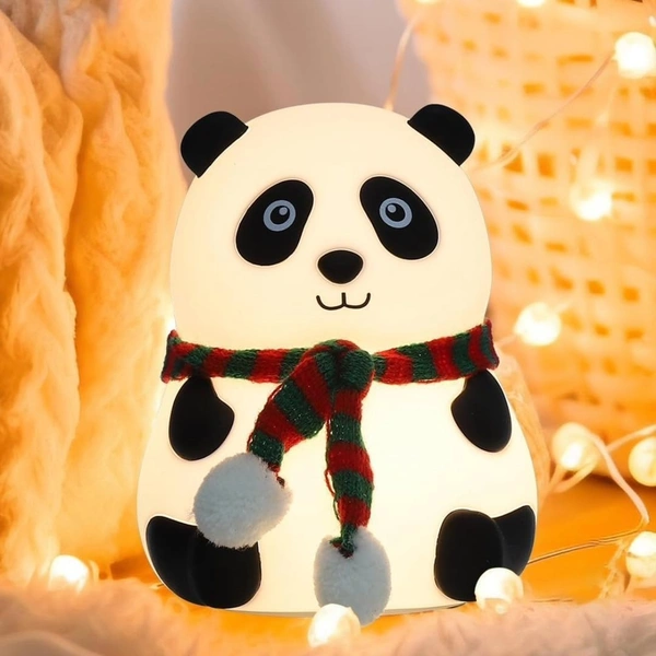 Pandalamp Panda LED Night Light – Soft Silicone Rechargeable Lamp with Touch Control, Perfect for Baby Nursery, Kids' Bedroom, and Gifting - White