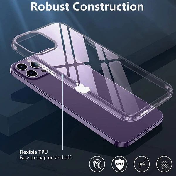 Generic  Clear Transparent Shockproof Scratch Resistant Protective Phone Soft Silicone Slim Cover for iPhone  11 To 16 Series(Transparent) - i phone 14 Pro