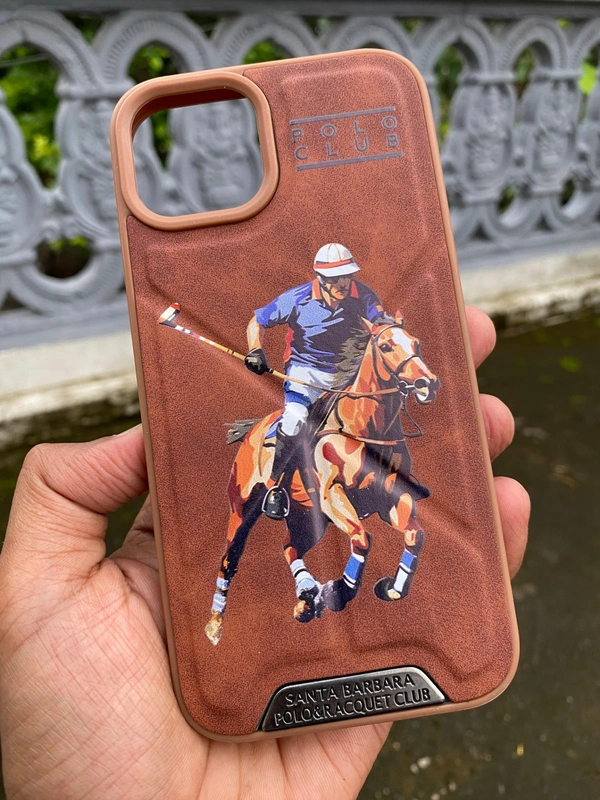 Generic  Santa Barbara U.S. Polo Assn. Horse Racing Design Phone Cover - brown  - i Phone 15 Plus, Brown