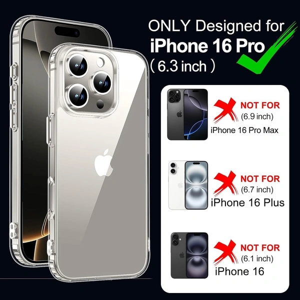 Generic  Clear Transparent Shockproof Scratch Resistant Protective Phone Soft Silicone Slim Cover for iPhone  11 To 16 Series(Transparent) - i Phone 16 Pro