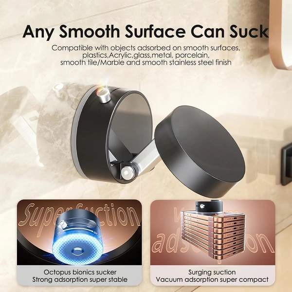 Vacuum Phone Holder  Magnetic Car Mobile Holder For Dashboard Vacuum Suction Phone Holder Mount Hand Free Magnetic Cell Phone Stand With Strong Grip Shockproof Suction Cup Mount For Car Gym Office Table - Black - Black