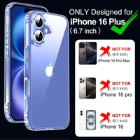 Generic  Clear Transparent Shockproof Scratch Resistant Protective Phone Soft Silicone Slim Cover for iPhone  11 To 16 Series(Transparent) - i Phone 16 Plus