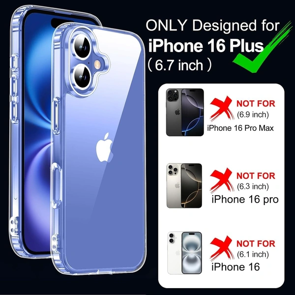 Generic  Clear Transparent Shockproof Scratch Resistant Protective Phone Soft Silicone Slim Cover for iPhone  11 To 16 Series(Transparent) - i Phone 16 Plus
